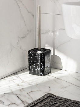 Щётка для унитаза с подставкой DE'NASTIA мрамор чёрный керамика 000000000001213501
