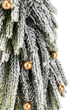 Ель искусственная 30см заснеженная с золотым шариком литая PE/дерево 000000000001228067