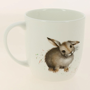 Кружка 380мл PRIORITY Наглая рыжая морда Кролик подарочная упаковкакостяной фарфор 000000000001193677