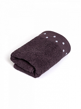 Полотенце махровое LUCKY Бордюр горошек 500gsm 35x70 100% хлопок, фиолетовый D100411 000000000001227648