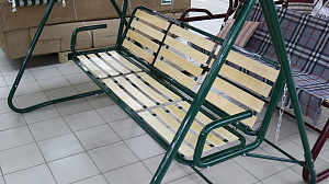 Качели садовые КОРПОРАЦИЯ КЕМПИНГ Отдых1-Р 2100х1500х1688см/2175х730х130см 46кг трехместные раскладные с тентом полимерно-порошковое покрытие 000000000001038901