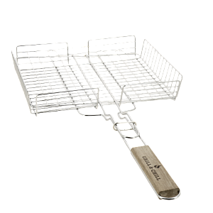 Решетка для гриля 55(+4)х31х24х5,5см Grill&Chill глубокая с деревянной ручкой толщины проволоки 3,6х2,4х1,4мм Вес +/-420гр 1-24L 000000000001204151