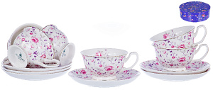 Н-р чайный,12шт,6 чашек220мл+6блюдец,сер-роз.цветоч ситец,пд/уп,108-04010 000000000001177821