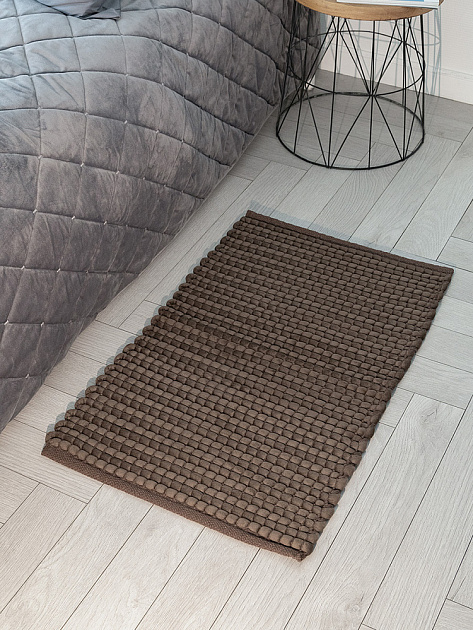 Коврик универсальный 50x80см DE'NASTIA велюр коричневый хлопок/полиэстер 000000000001230283