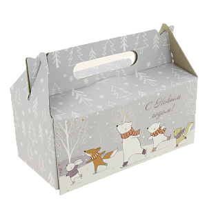 Коробка подарочная 20х10х9см РутаУпак сундук Новогодние каникулы бурый/белый 000000000001208669