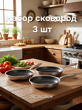 Набор сковород 3шт 24/26/28см нержавеющая сталь 000000000001229051