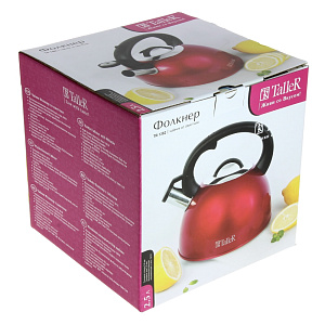 Чайник 2,5л TALLER Фолкнер малиновый нержавеющая сталь 000000000001160136