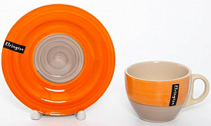 Пара чайная 250мл/блюдце ELRINGTON АЭРОГРАФ Оранж керамика 000000000001205673