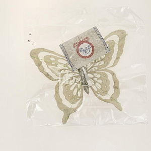 Новогоднее ёлочное украшение Бабочка в золоте из полиэстера на клипсе из черного металла 18,5x14x1см 82245 000000000001201779