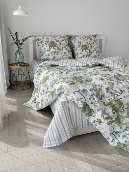 Комплект постельного белья2спDE'NASTIA(пододеяльник175х210см простыня215х240см наволочки70x70см-2шт)BotehОгурцы/Полоска белый/зеленый/синийЖатыйХлопок 000000000001227509
