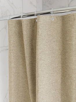 Шторка для ванной 200x200см DE'NASTIA Nature водоотталкивающая бежевый лён/полиэстер 000000000001226769