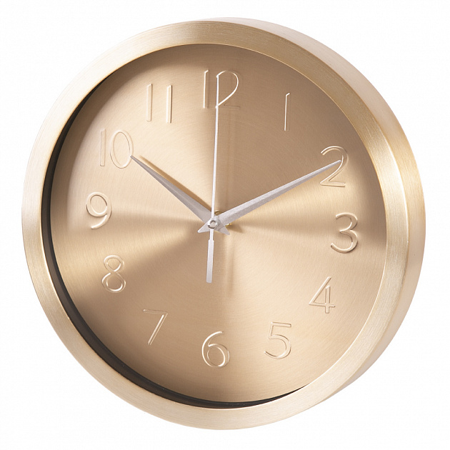 Часы настенные кварцевые Такт золотой (корпус из алюминия, циферблат из полистирола, питание от батарейки типа AA 25,2x4,2см 79663 000000000001195746