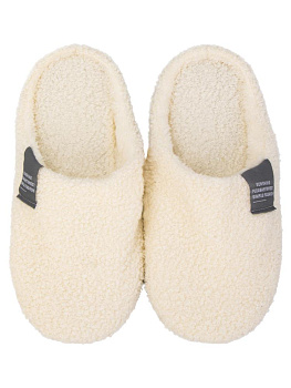 Тапочки домашние 38-39 женские утепленные молочный полиэстер/ПВХ 000000000001228840