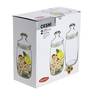 CESNI Набор банок для сыпучих продуктов 2шт 1,1л PASABAHCE стекло 000000000001059006