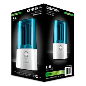 Увлажнитель воздуха 2,5л CENTEK СТ-5101 BLUE ультразвуковой. Расход 300мл/ч. Продолжительность работы 8,5ч на площади до 30м2. Синий. Пластик 000000000001212417
