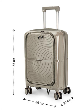 Чемодан на колесах S (36х22х55см) абстракция с дополнительным отделом бежевый PP 000000000001226561
