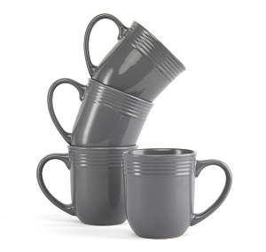 Набор столовой посуды 16 предметов Grey (обеденная 26,5см-4шт/десертная 22,5см-4шт/салатник 15,5см-4шт/кружка 470мл-4шт) керамика 000000000001217931