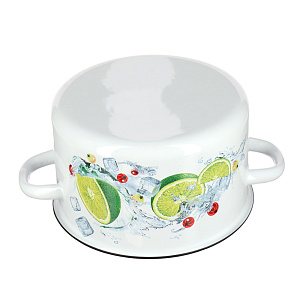 Кастрюля 3,9л СТАЛЬЭМАЛЬ цилиндрическая форма с деколью эмалированная сталь 000000000001107969