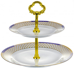 Этажерка-конфетница 2-х ярусная 18/23см GUTERWAHL Аврора Албали фарфор 000000000001203992