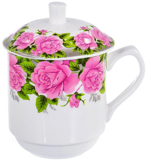 Кружка заварочная 350мл Olaff Флора с металлическим ситом подарочная упаковка фарфор 124-01113 000000000001203983