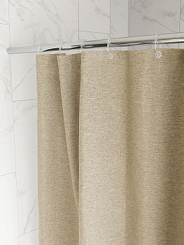 Шторка для ванной 200x200см DE'NASTIA Nature водоотталкивающая бежевый лён/полиэстер 000000000001226769