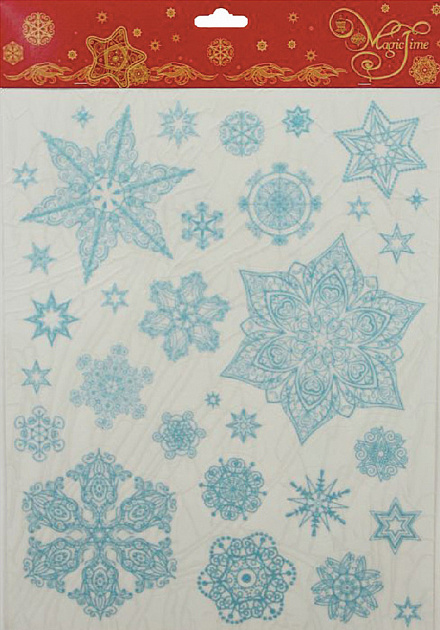 Новогоднее украшение на окно Снежинки голубые 4 Magic Time, 30?38 см 000000000001150986
