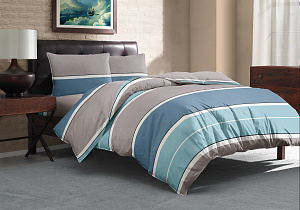 Комплект постельного белья 1,5сп LUCKY (пододеяльник 145х215см, простынь 150х220см, наволочки 50х70см-2шт) Лазурный берег поплин хлопок 100% 000000000001218260