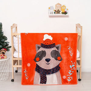 Плед Крошка Я "Енот" 100х140см, велсофт, 100% полиэстер 4583556 000000000001202342