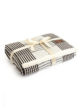 Плед 150x200см DE'NASTIA Клетка молочный/коричневый акрил 000000000001218621