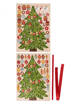 Новогодний набор для творчества Елка Новогодняя (заготовка елки из картона, елочные игрушки из картона, лента, скотч) 13х20х0,9см 80 000000000001191296