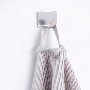 Набор крючков на липучке 2шт 2,5x4см DE'NASTIA серый нержавеющая сталь 000000000001212658