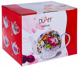 Чайник заварочный 1л OLAFF Нежные розы П/У фарфор 000000000001185010