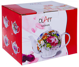 Чайник заварочный 1л OLAFF Нежные розы П/У фарфор 000000000001185010
