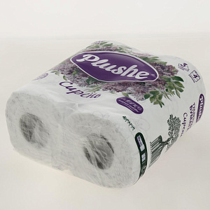 Туалетная бумага Plushe Deluxe Light Сирень 4 рулона по 15м трёхслойная арома бело-фиолетовая 3012 000000000001202576