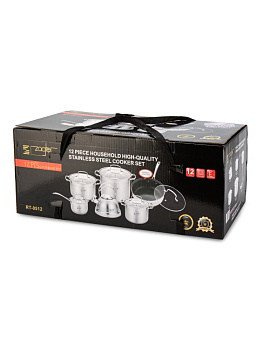 Набор посуды для приготовления 12 предметов толщина стали 0,5мм нержавеющая сталь 000000000001228071