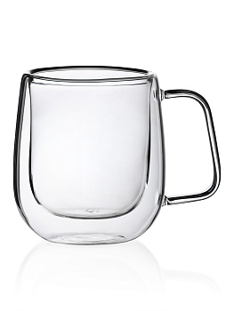 Кружка 250мл LUCKY бочонок с двойными стенками с ручкой прямой стекло 000000000001212887