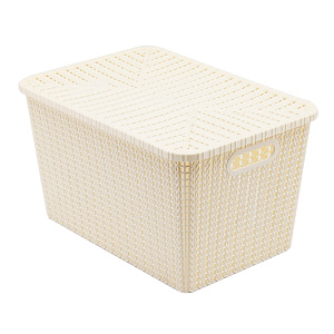 Корзина для хранения 35х24х20см с крышкой светло-серый пластик 000000000001177322