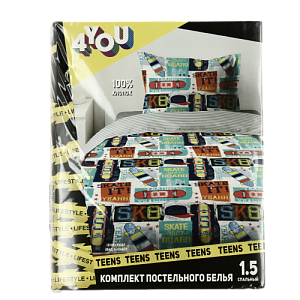 КПБ 1.5 бязь "4 YOU" (50х70) рисунок 13106-1/31067-2 Скейт 000000000001195379