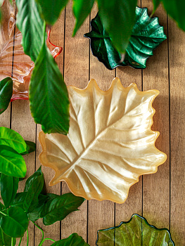 Блюдо сервировочное 23см EFE GLASS Лист металлик золото стекло 000000000001213525