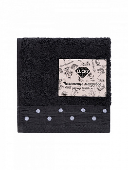 Полотенце махровое LUCKY Бордюр горошек 500gsm 35x70 100% хлопок, графит D100412 000000000001227647