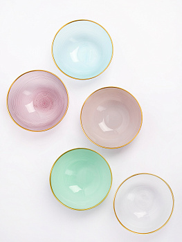 Салатник 21см GLASSCOM круглый pink стекло 000000000001213161