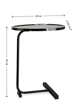 Столик 45х30х61см на ножке КАПЛЯ мрамор черный МДФ/железо 000000000001227850