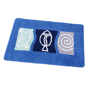 Коврик для ванной комнаты "Глубина" 60х90( ворс 1,2см.), цвет сине-голубой.Материал: 100% полиакрил,не скользит, можно стирать в маш 000000000001195993