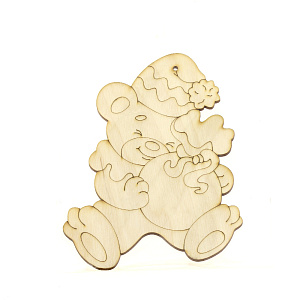 Декоративное украшение 10х13см Морозная Мишутка/шар дерево 000000000001180399