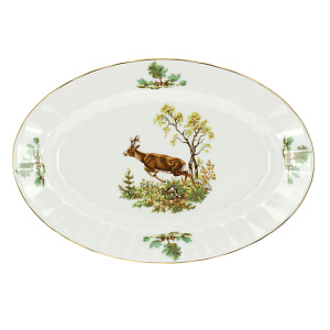 Овальное блюдо Охота Porcelaine Czech Gold Hand s.r.o., 26 см 000000000001136117