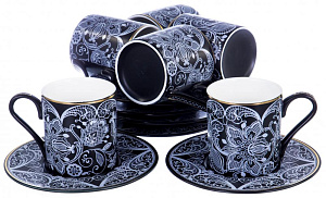 Набор кофейный фарфор 12шт 6 чашек 100мл+6 блюдец подарочная упаковка АРМУТ BALSFORD 146-30009 000000000001193955