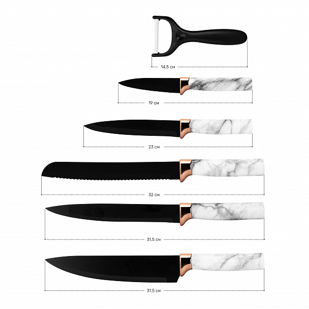Набор ножей 6 предметов ручка мрамор металл 000000000001219557