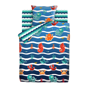 Комплект постельного белья Морские обитатели Непоседа, 1.5 спальный, поплин 000000000001171882
