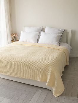 Покрывало 175x200см DE'NASTIA вафельное молочный хлопок 000000000001228486