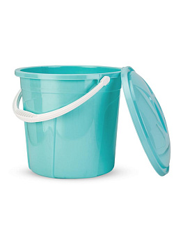 Ведро 10л с крышкой бирюзовый полиэтилен 000000000001227327
